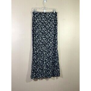Mossimo Womens Floral Maxi Skirt M Black Whimsigoth Festival Dark Cottage Fairy